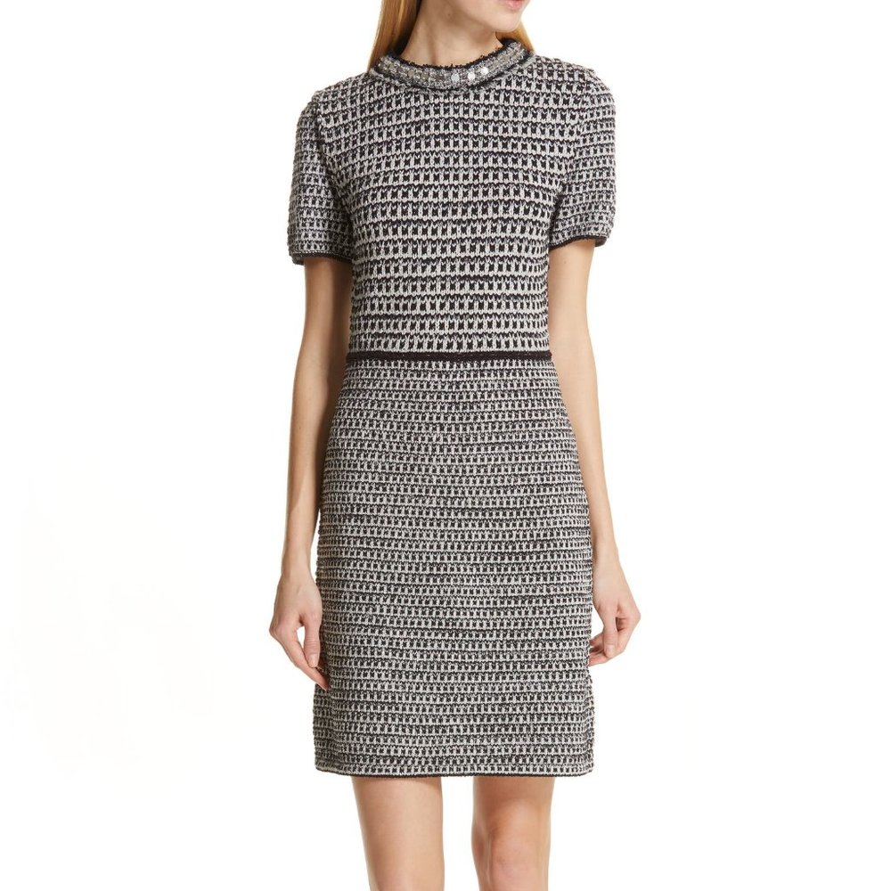 NWT TORY BURCH Embellished Tweed Sheath Dress, Large